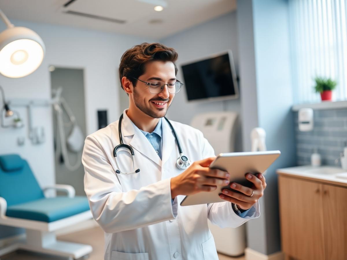 Healthcare professional using tablet